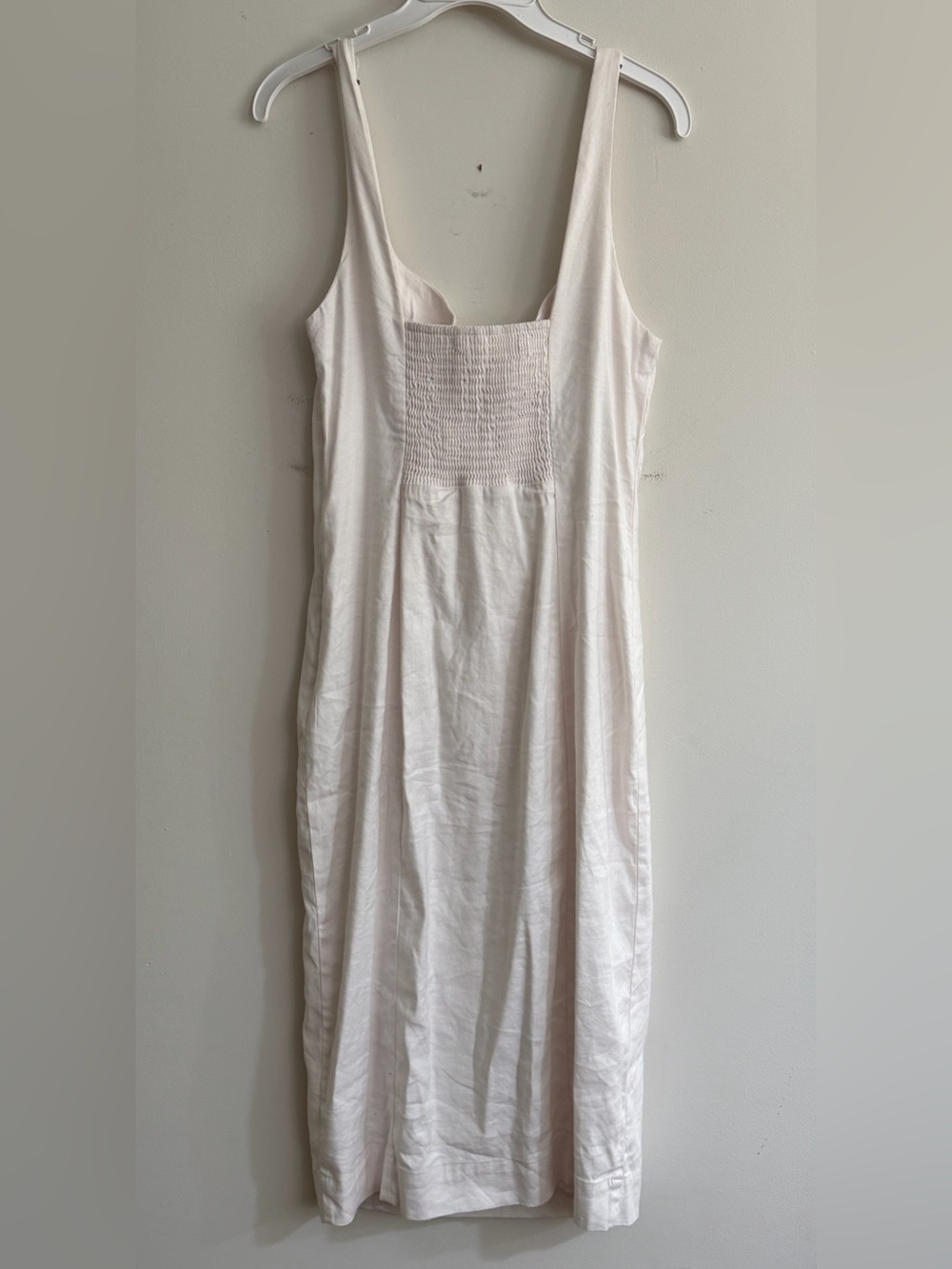 Anthropologie Sleeveless Square-Neck Linen Button Wrap Midi Dress Medium - Picture 7 of 14